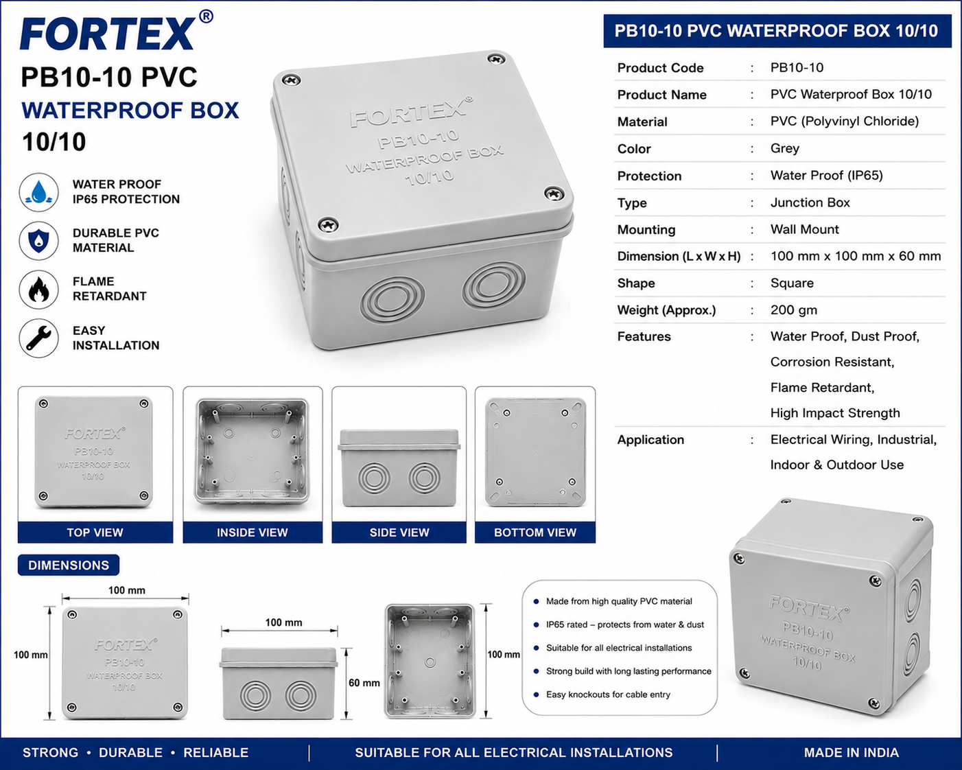 PB10-10 PVC WATERPROOF BOX 10/10