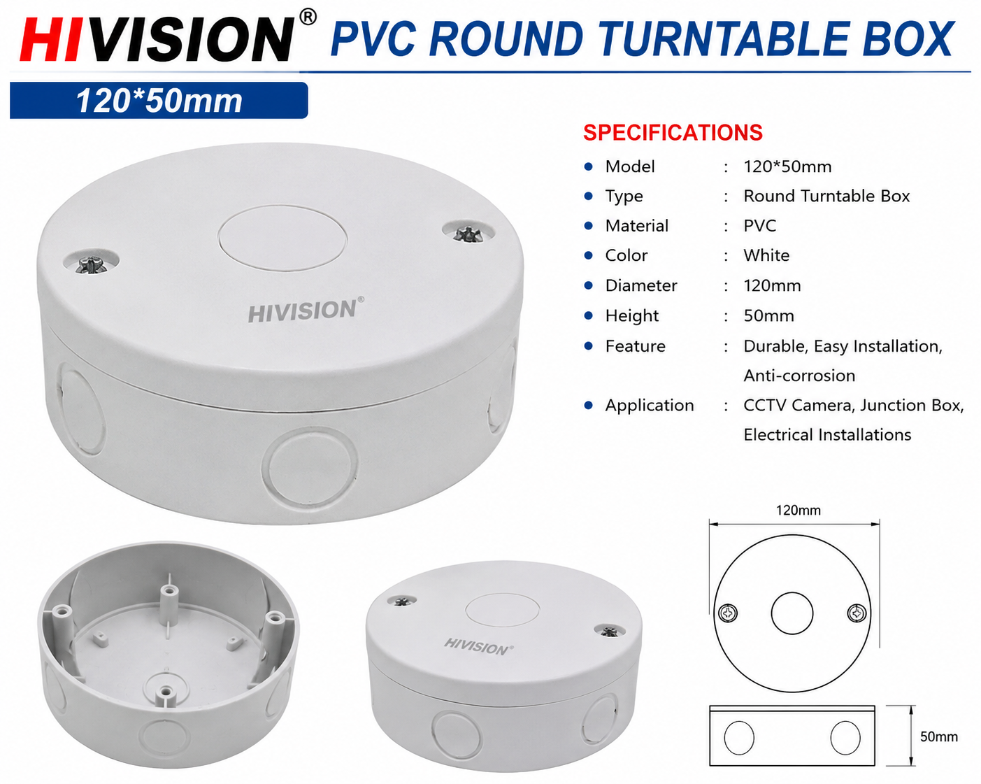 PVC BOX HIVISION ROUND TURNATABLE PLASTIC BOX 120*50mm