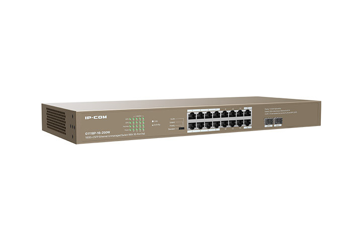 IP-COM 16 PORT GIGA POE UNMANAGED SWITCH 2*1000 Mbps BASE-X SFP SLOTS